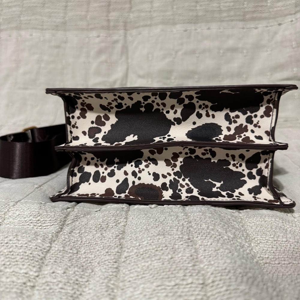 Betsey Johnson Western Brown & Black Cow Crossbody Bag with Heart Accents Charms - Picture 12 of 16
